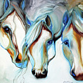 3 WILD HORSES in ABSTRACT